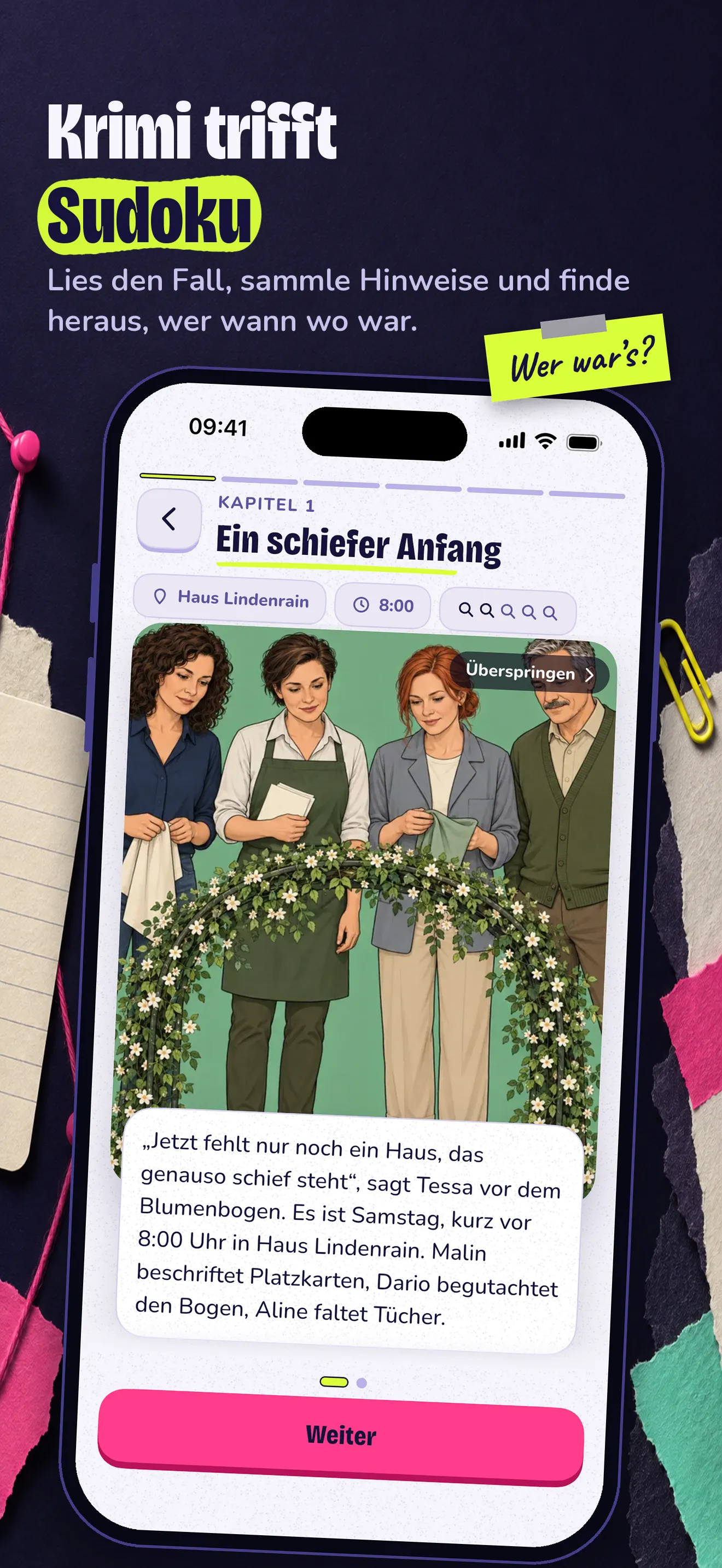 Szene aus einem Kapitel mit Bild und Text