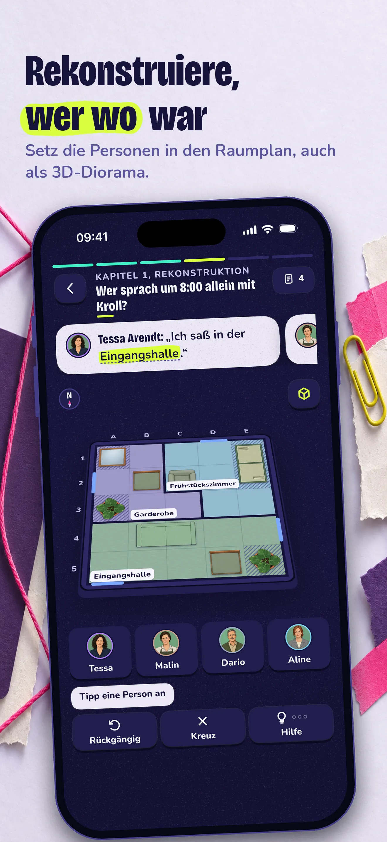Raumplan mit Verdächtigen